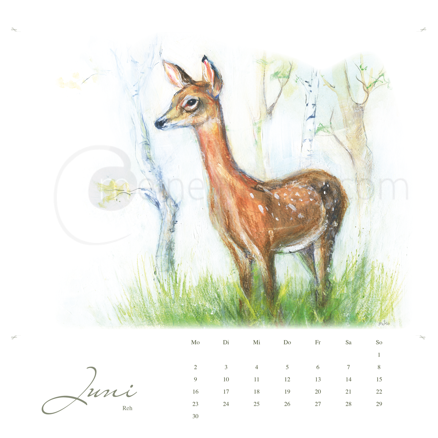 Waldgeflüster: Kunstkalender 2025 mit einheimischen Tieren Kalender proof verlag Michalina Koch