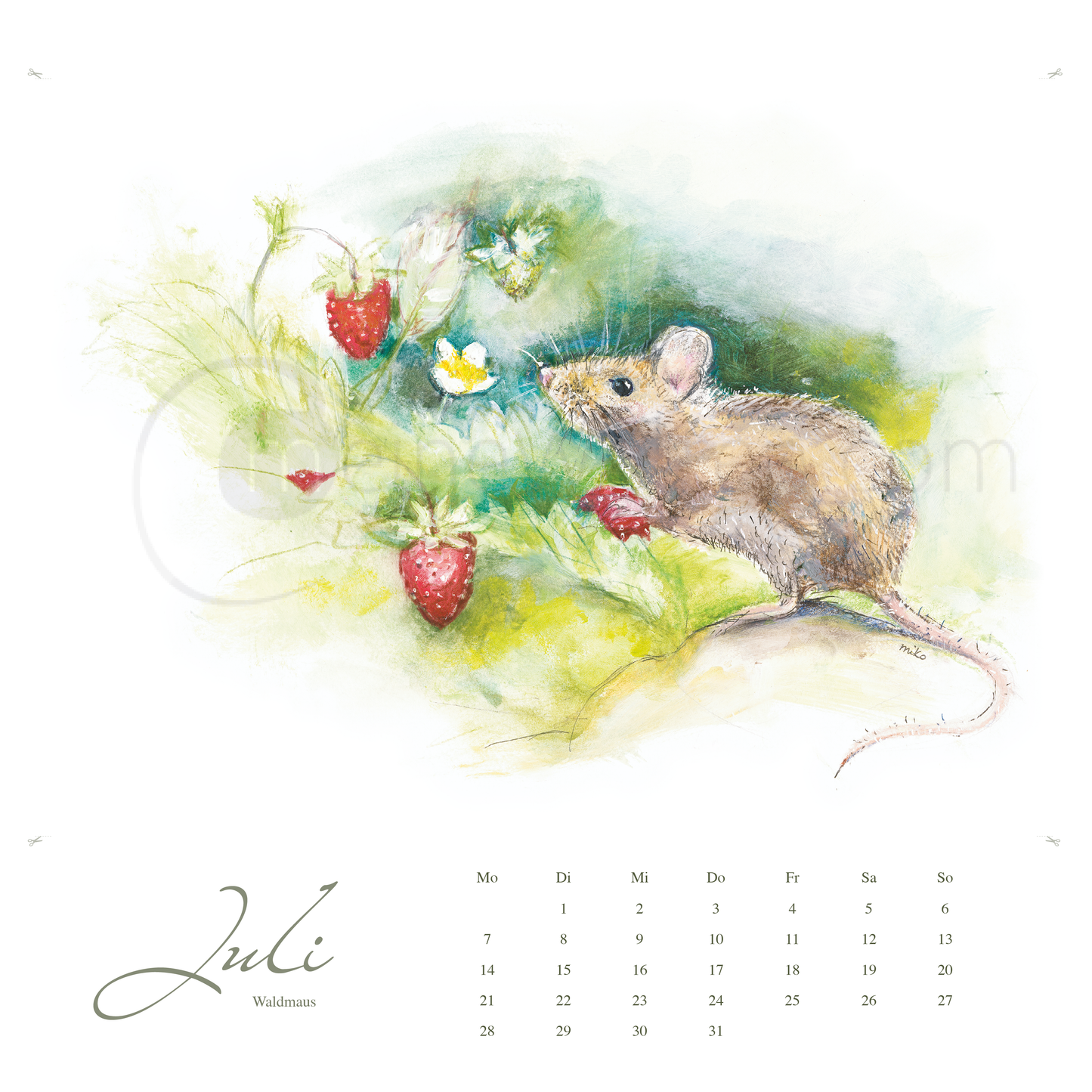 Waldgeflüster: Kunstkalender 2025 mit einheimischen Tieren Kalender proof verlag Michalina Koch
