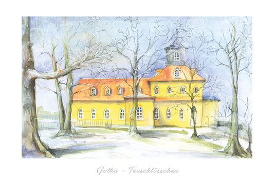 Gotha im Winter - Postkarte des Teeschlösschens Postkarten meinewelten.com Michalina Koch